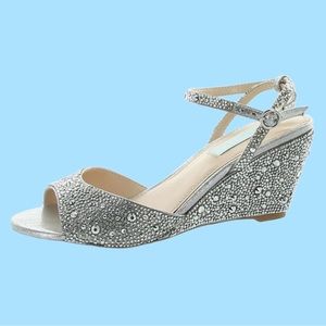 Blue by Betsy Johnson ELORA SPARKLY EMBELLISHED WEDGEs size 6.5
